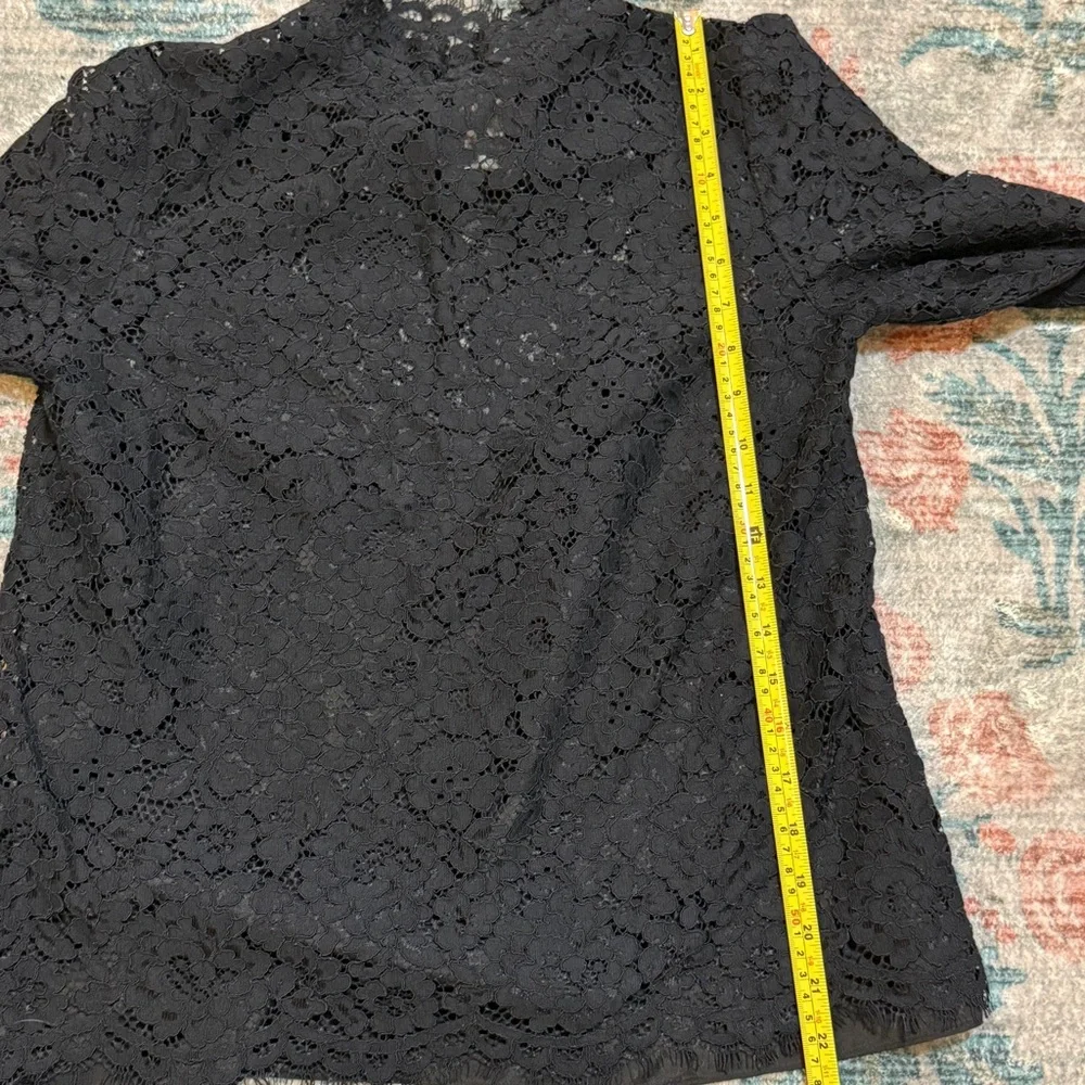 J Crew Black Lace Mock Neck Top